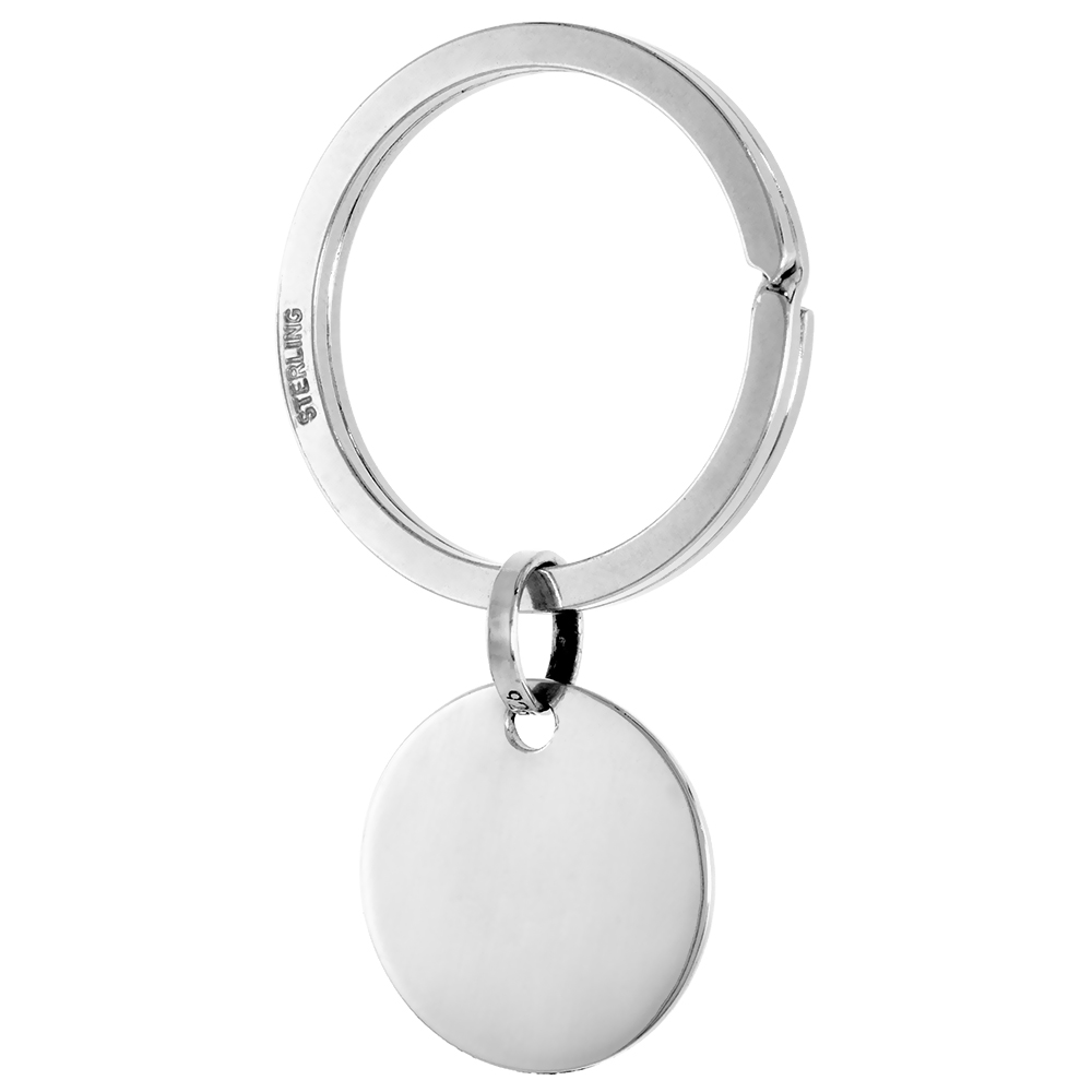 STERLING SILVER ROUND TAG KEY RING SPLIT RING 33MM (1 1/4 INCH)
