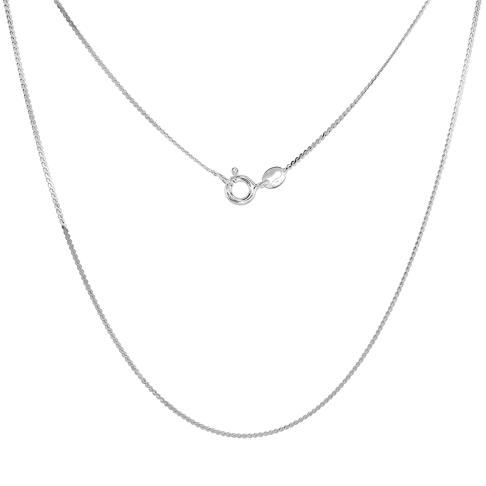 STERLING SILVER THIN SERPENTINE NECKLACE CHAIN 1MM NICKEL FREE ITALY 16 INCH