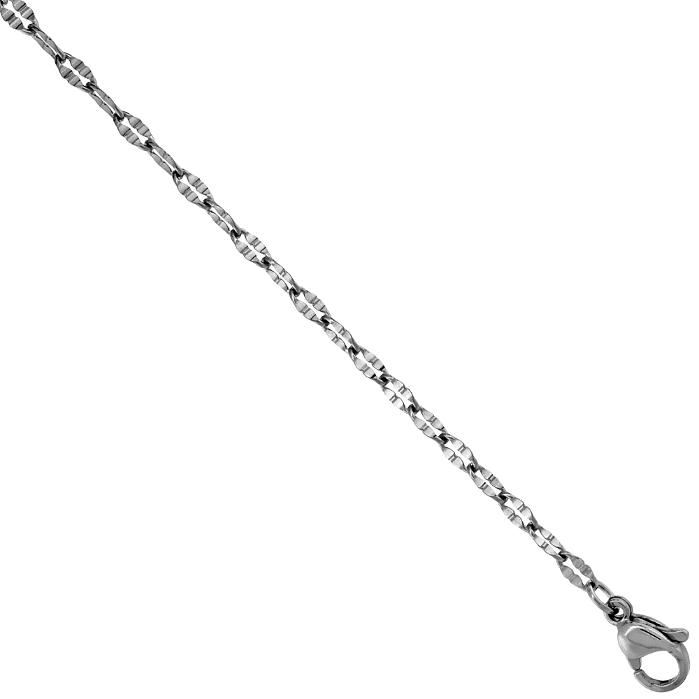 Surgical Steel Coffee Chain Necklace 2.5 mm wide, sizes 16, 18, 20 and 24 inch