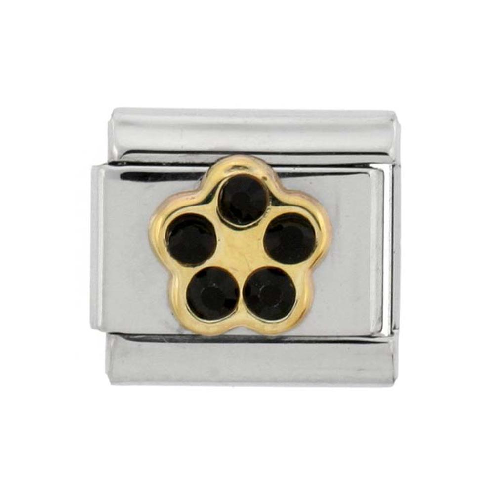 Stainless Steel 18k Gold January Birthstones Charm for Italian Charm Bracelets 5 Stone