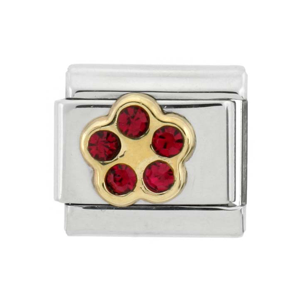 Stainless Steel 18k Gold July Birthstones Charm for Italian Charm Bracelets 5 Stone