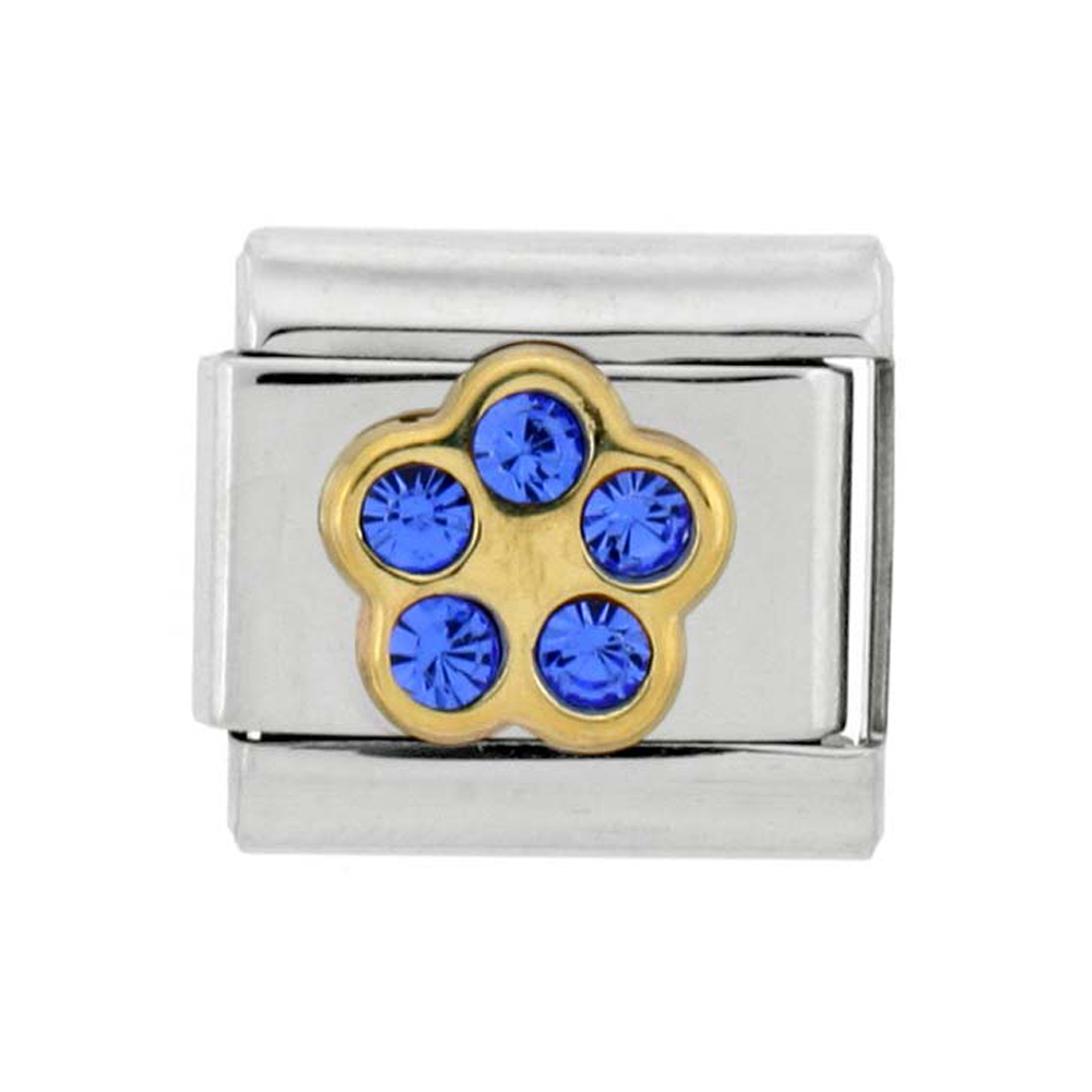 Stainless Steel 18k Gold September Birthstones Charm for Italian Charm Bracelets 5 Stone