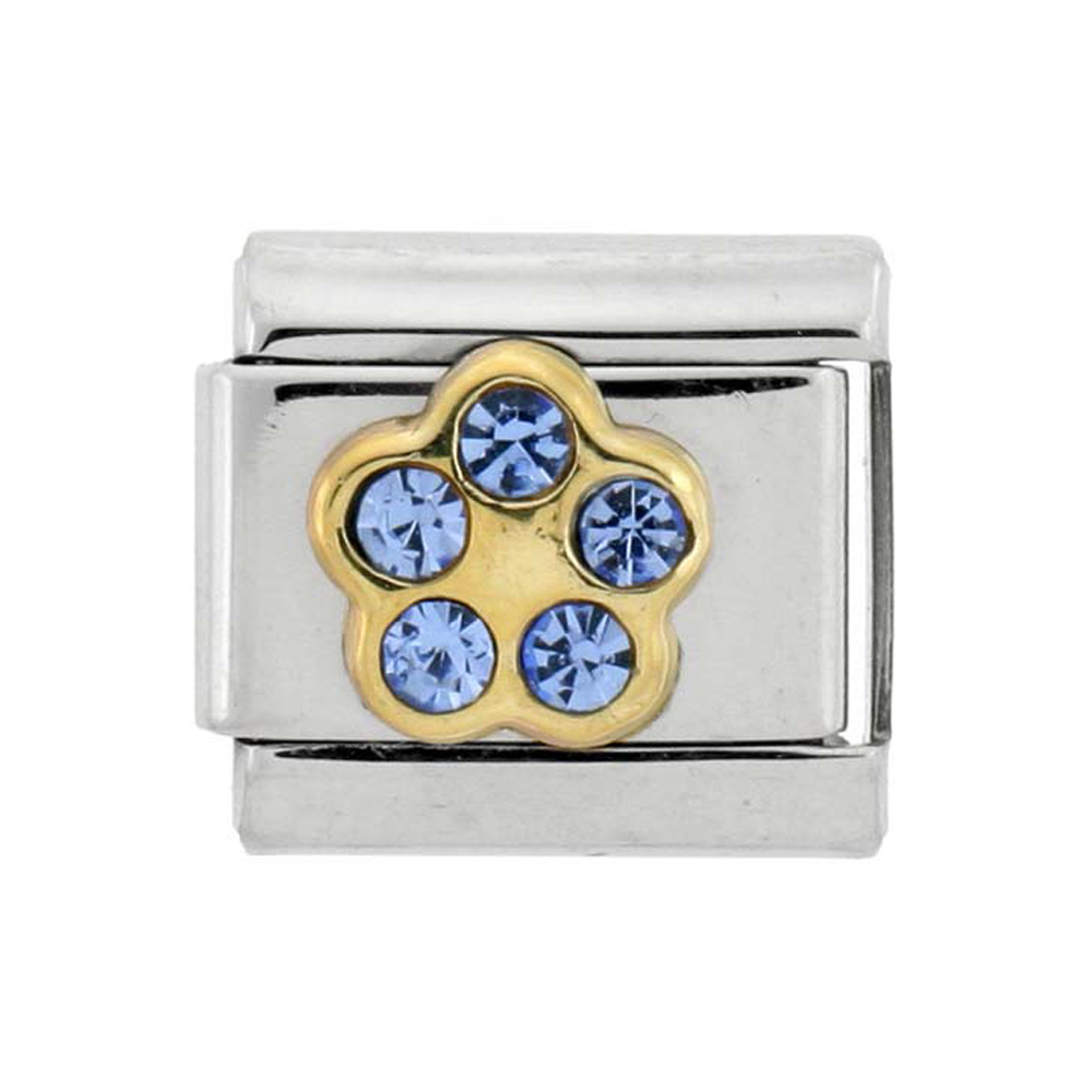 Stainless Steel 18k Gold December Birthstones Charm for Italian Charm Bracelets 5 Stone