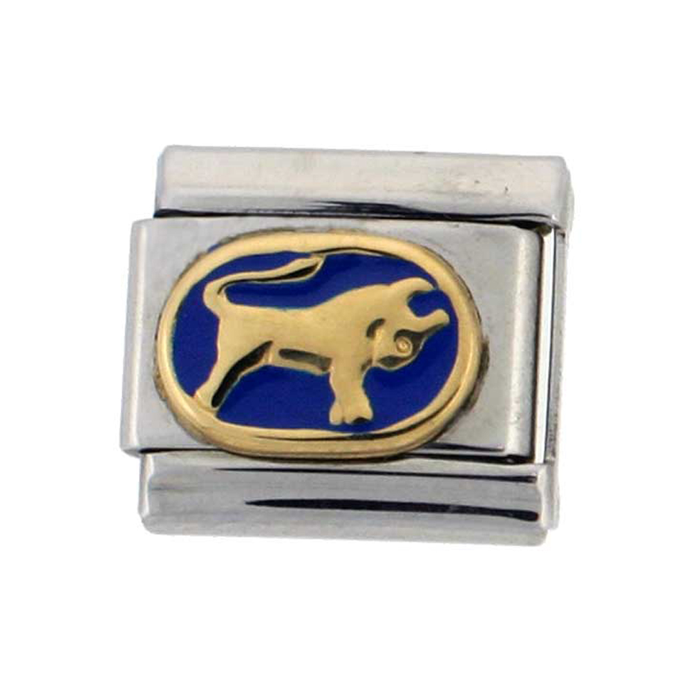 Stainless Steel 18k Gold Taurus Zodiac Sign Charm for Italian Charm Bracelets