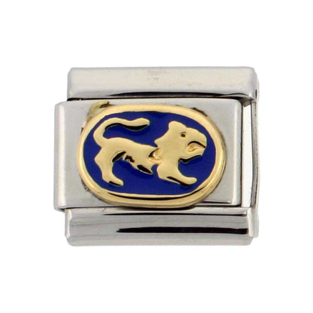 Stainless Steel 18k Gold Leo Zodiac Sign Charm for Italian Charm Bracelets