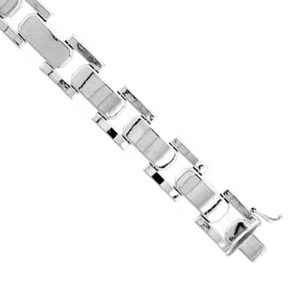 STERLING SILVER STAMPATO BRACELET & MATCHING NECKLACE , 9/16 IN. (15MM) WIDE