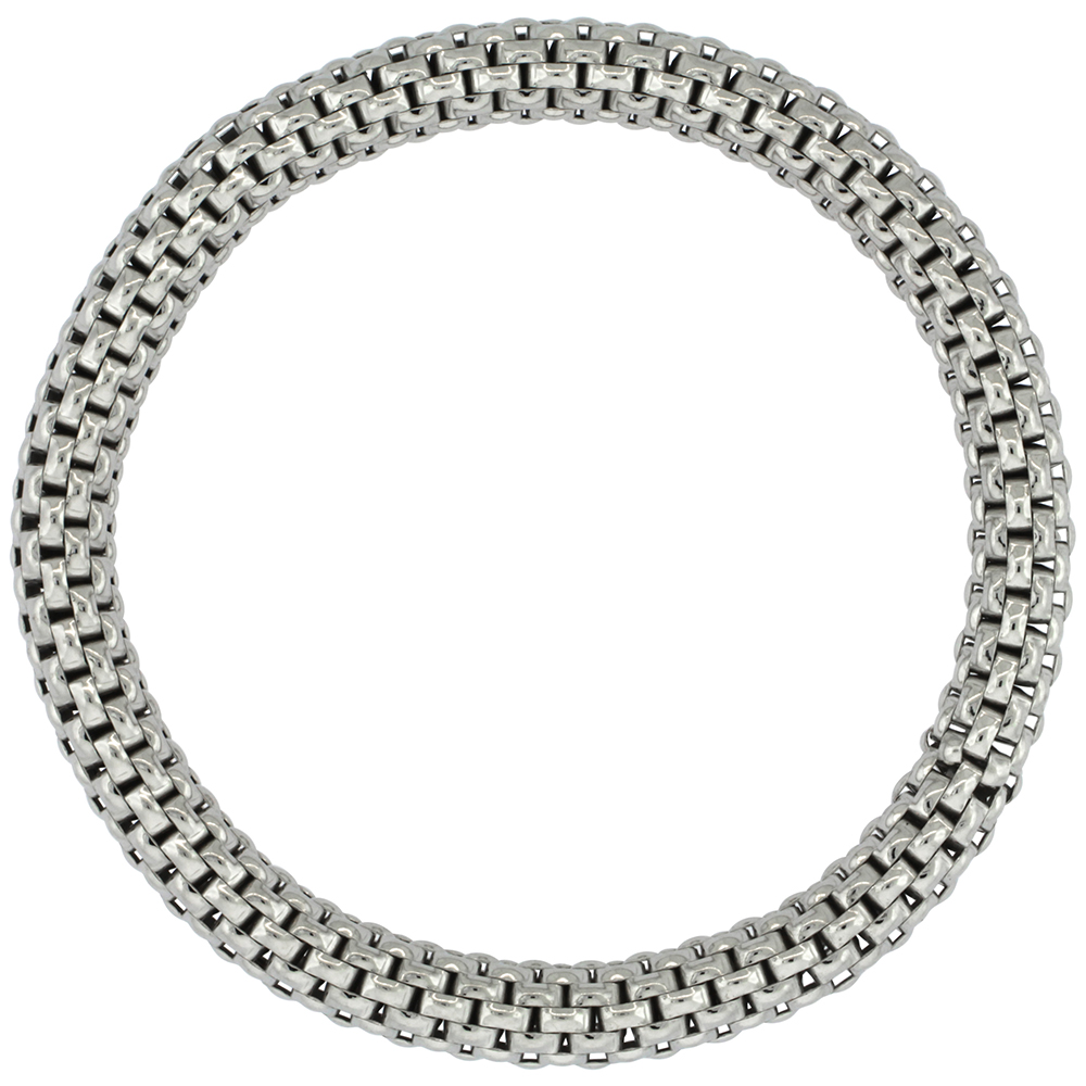 Sterling Silver Flexible Bracelet Textured Rhodium Finish, 7-8 inches long