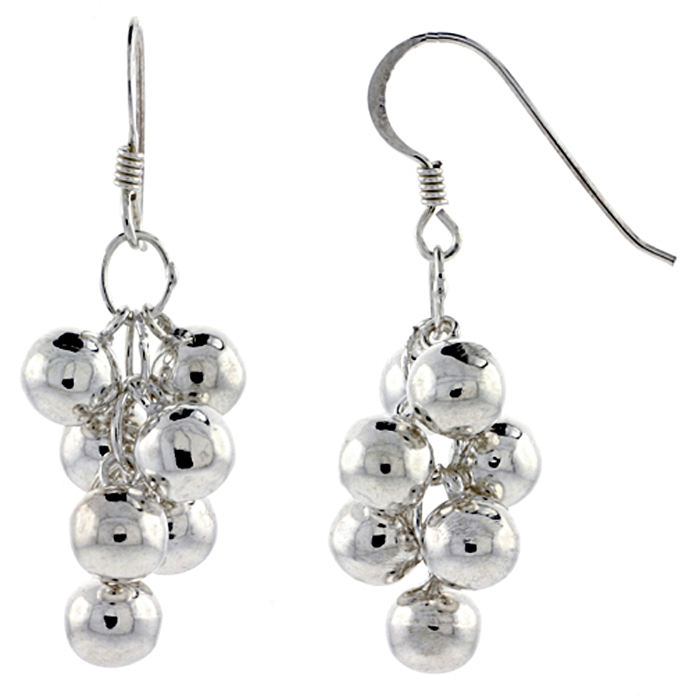 Sterling Silver Grape Cluster Earrings 15/16 inch