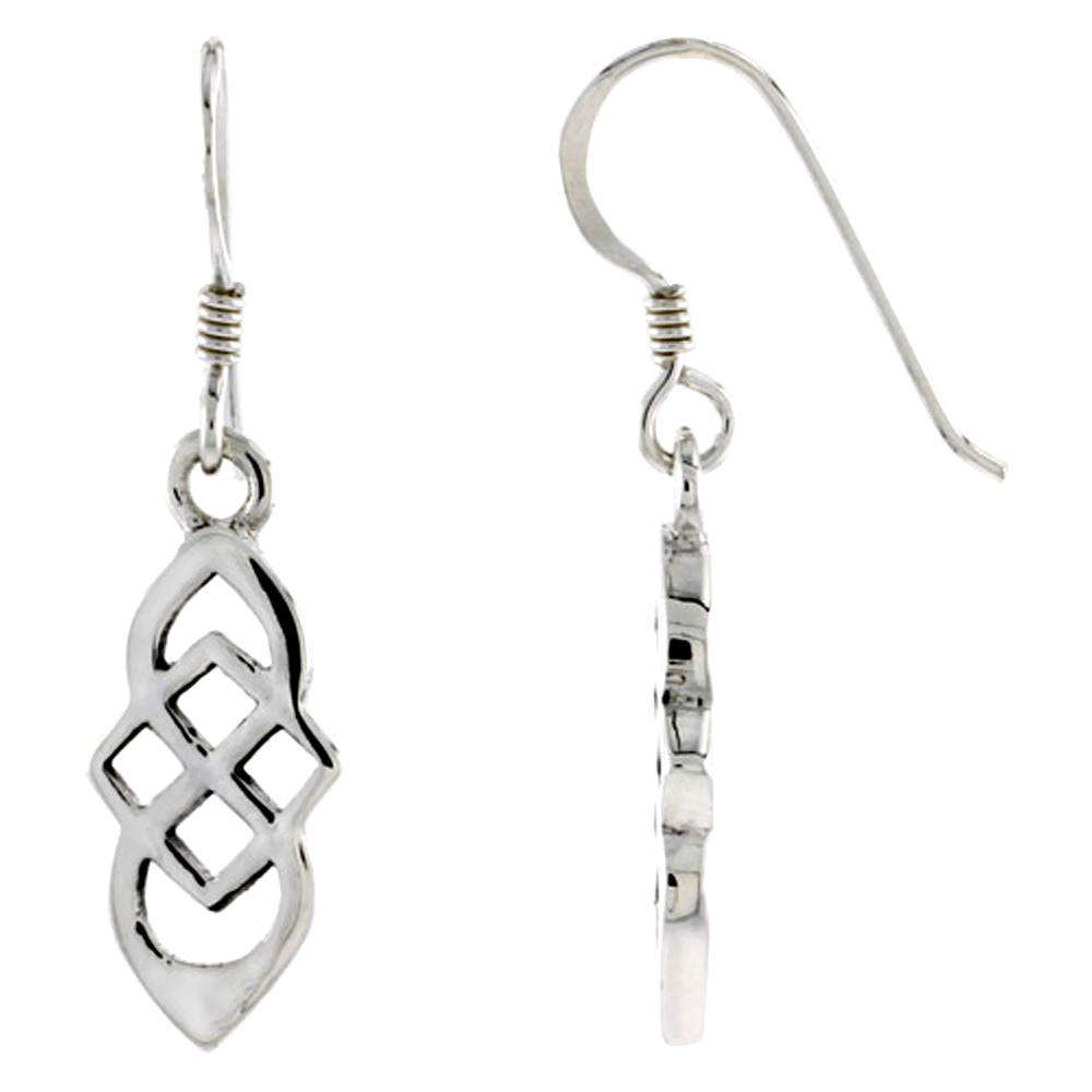 Sterling Silver Serch Bythol Knot Celtic Earrings Dangling Fishhook Oxidized Finish Women 3/4 inch long