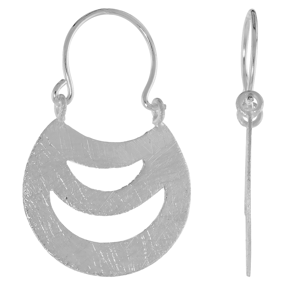 STERLING SILVER PURSE EARRINGS CRYSTALLIZED FINISH, 3/4 INCH