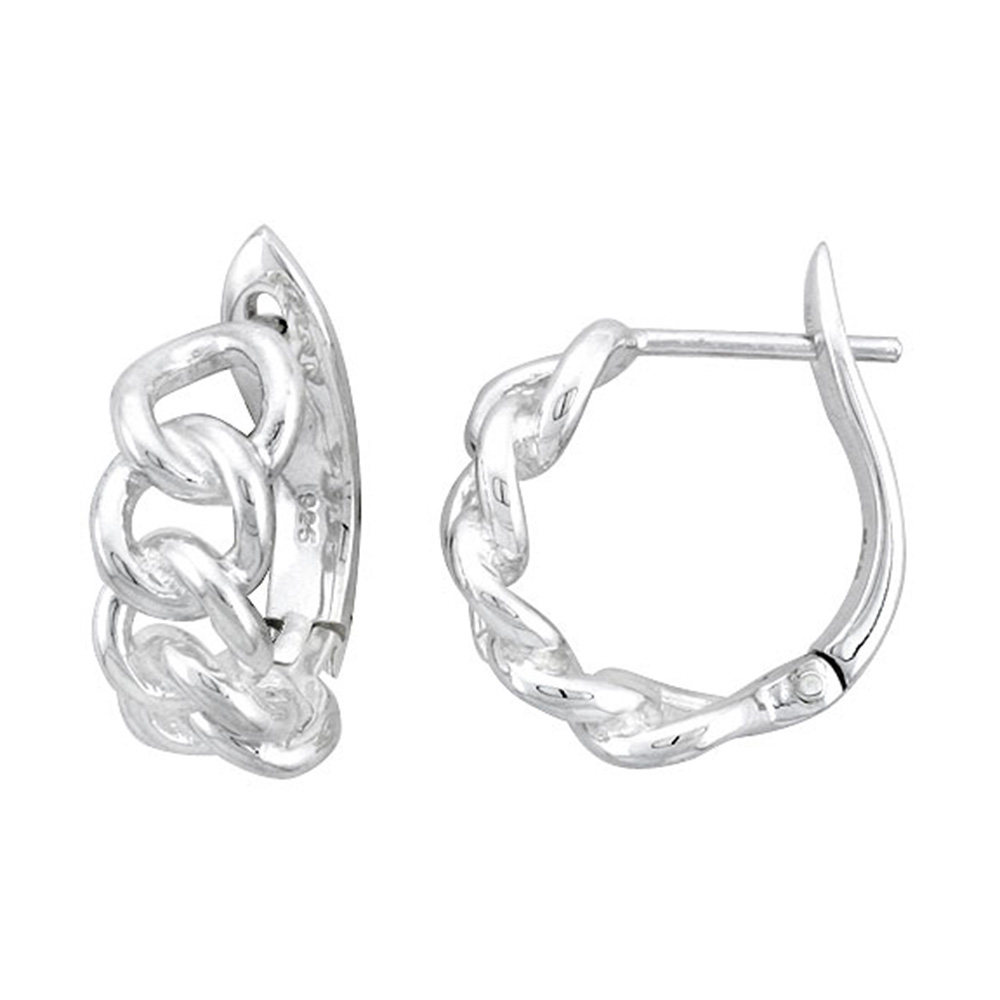STERLING SILVER HUGGIE EARRINGS KNOT DESIGN FLAWLESS FINISH 11/16 INCH