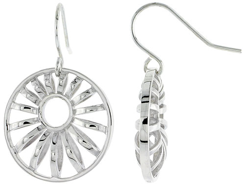 STERLING SILVER ROUND HOOK EARRINGS, 3/4 INCH LONG