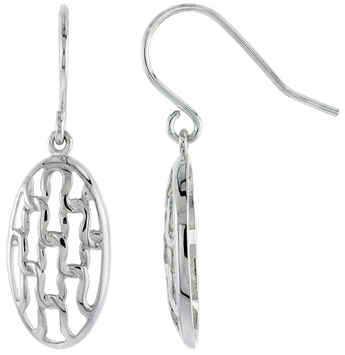STERLING SILVER OVAL HOOK EARRINGS, 3/4 INCH LONG