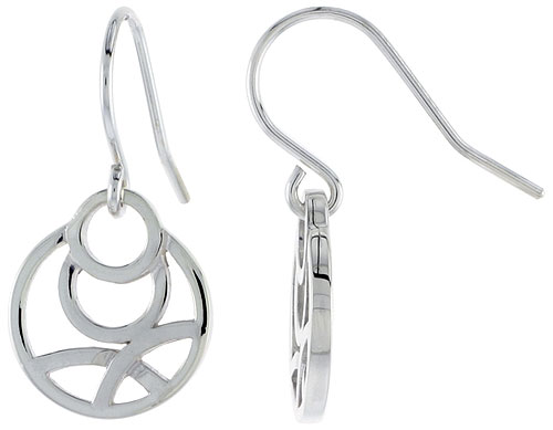 STERLING SILVER ROUND HOOK EARRINGS, 1/2 INCH LONG