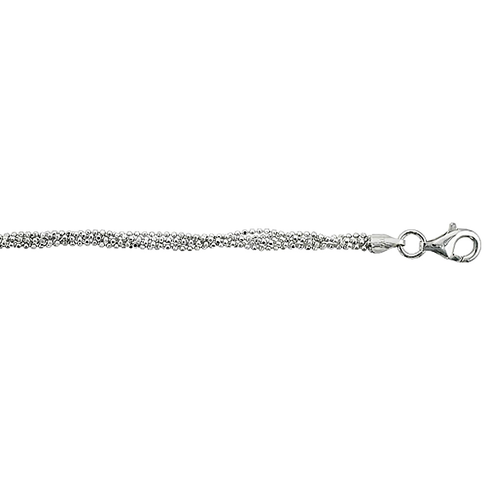 STERLING SILVER 5 STRAND FACETED PALLINI BEAD BALL CHAIN NECKLACE 1.2MM NICKEL FREE ITALY 7-18 INCH