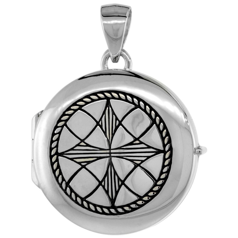 7/8 INCH STERLING SILVER CELTIC FIVE-FOLD KNOT ROUND LOCKET FOR WOMEN FLAWLESS POLISHED FINISH AVAILABLE WITH OR WITHOUT CHAIN