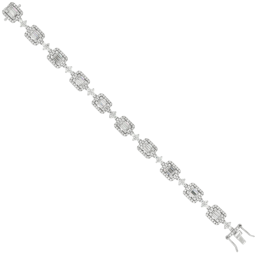 Sterling Silver Cubic Zirconia Baguette Tennis Bracelet Rectangular, 5/16 inch wide