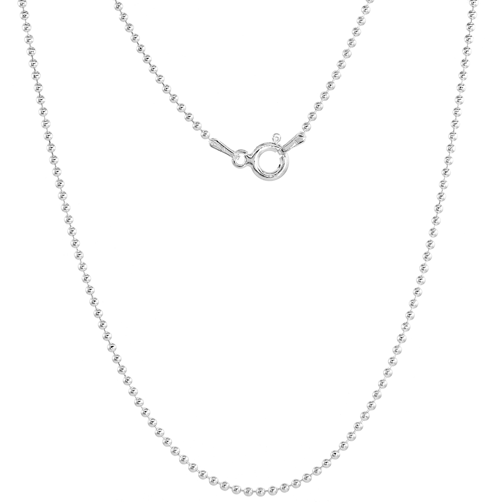 Sterling Silver Pallini Bead Ball Chain Necklaces & Bracelets 1.5mm Thin Nickel Free Italy, 7-30 inch