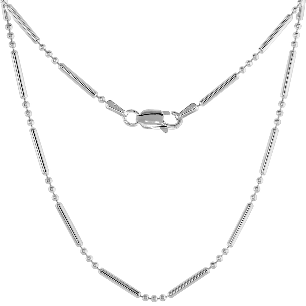 Sterling Silver 3+1 Dot Dash Pallini Bead Ball Chain Necklaces & Bracelets 1.5mm Nickel Free Italy 7-30 inch