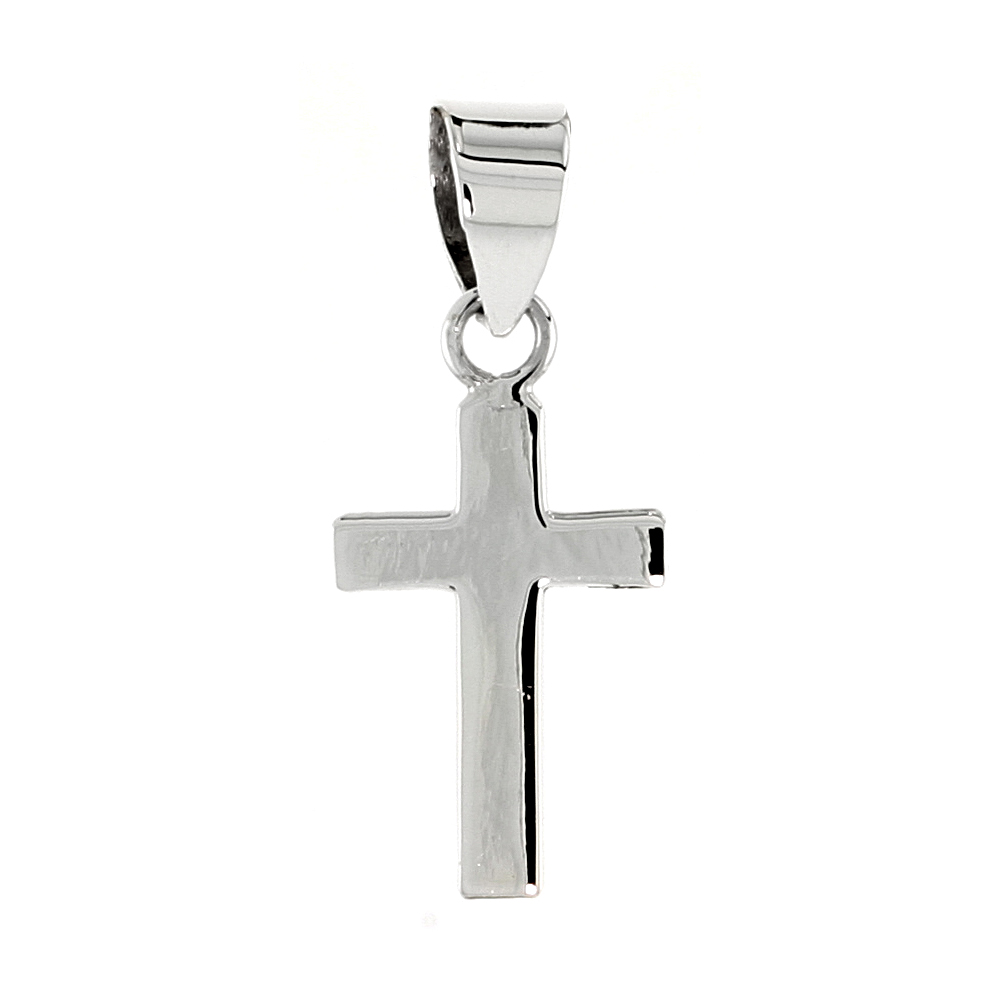 STERLING SILVER POLISHED CROSS PENDANT 5/8 INCH LONG