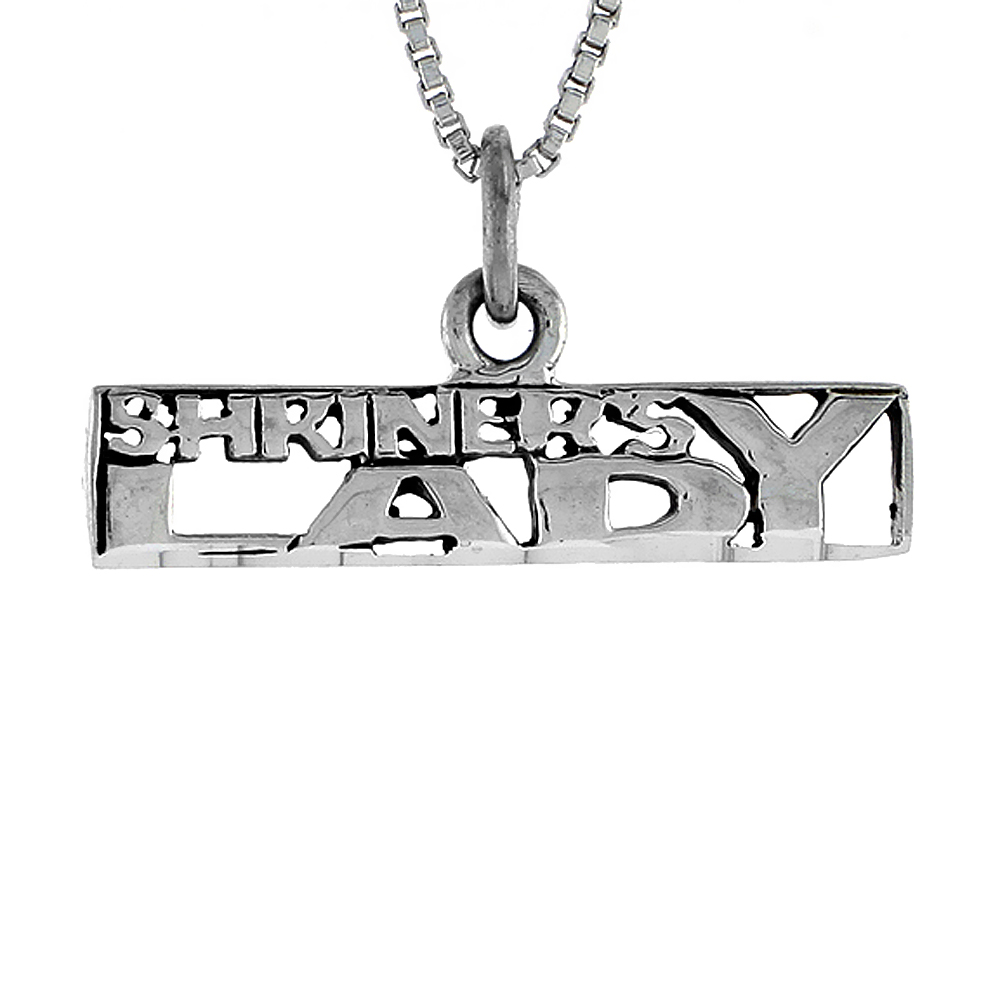 STERLING SILVER SHRINER'S LADY WORD NECKLACE ON AN 18 INCH BOX CHAIN