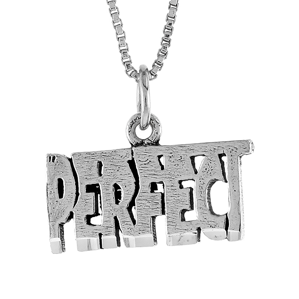 STERLING SILVER PERFECT WORD NECKLACE ON AN 18 INCH BOX CHAIN
