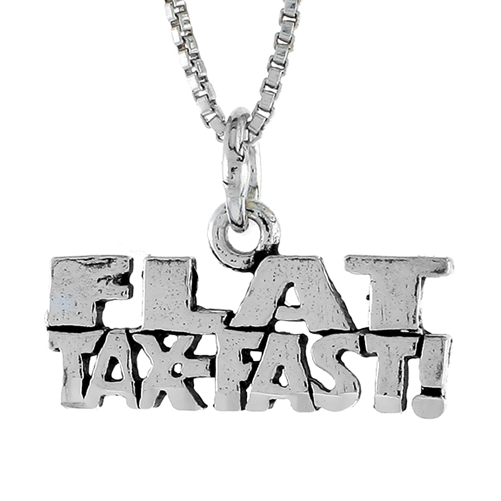 STERLING SILVER FLAT TAX FAST WORD NECKLACE ON AN 18 INCH BOX CHAIN