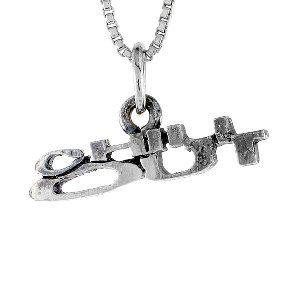 STERLING SILVER CHILL OUT WORD NECKLACE ON AN 18 INCH BOX CHAIN