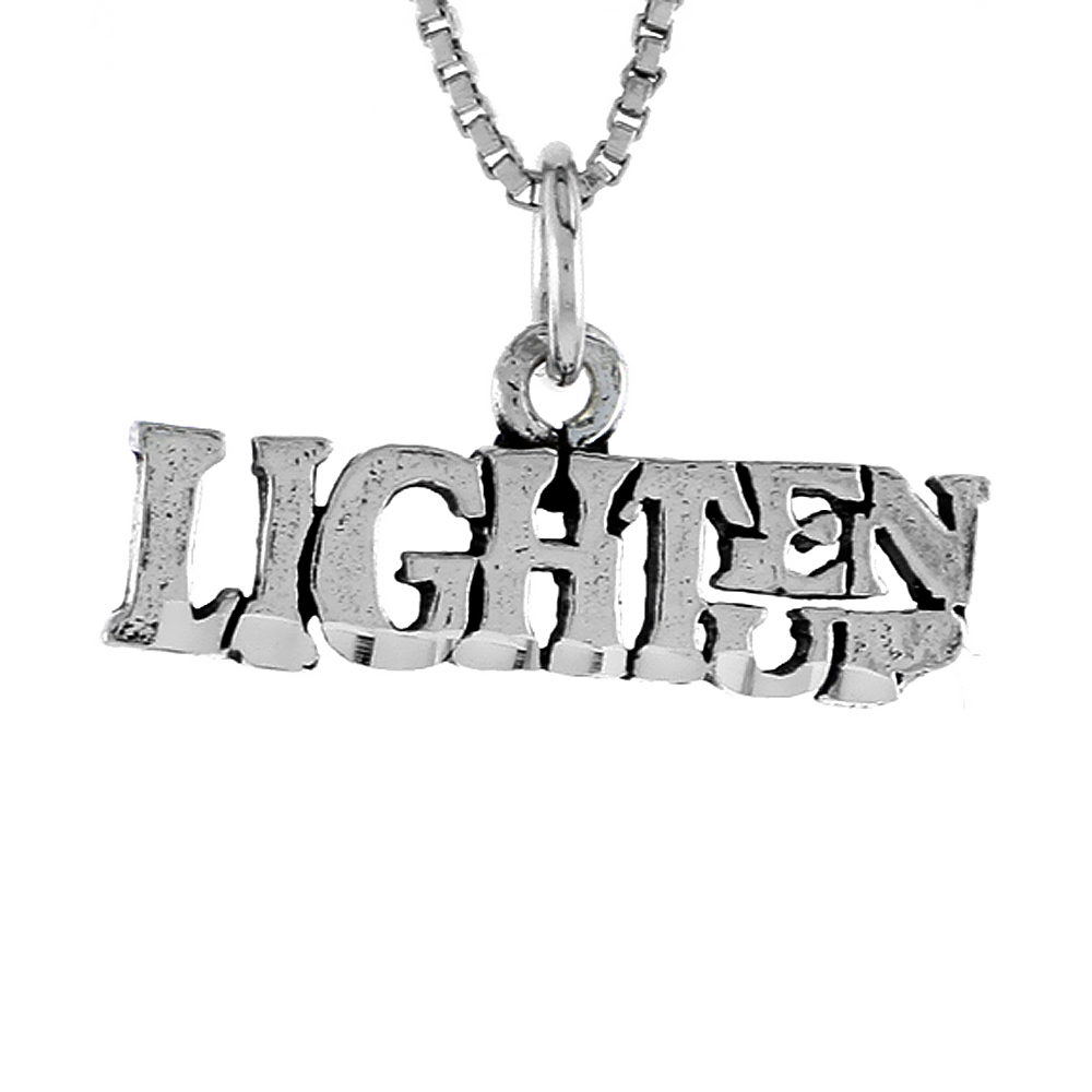 STERLING SILVER LIGHTEN UP WORD NECKLACE ON AN 18 INCH BOX CHAIN