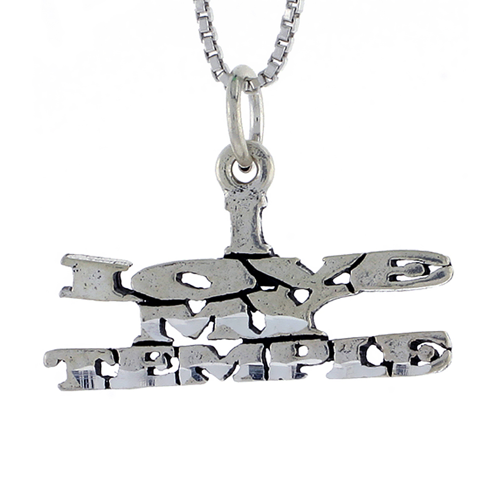STERLING SILVER I LOVE MY TEMPLE WORD NECKLACE ON AN 18 INCH BOX CHAIN
