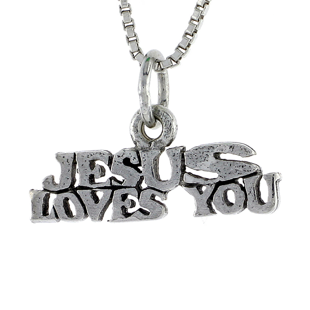 STERLING SILVER JESUS FOUND YOU WORD NECKLACE ON AN 18 INCH BOX CHAIN