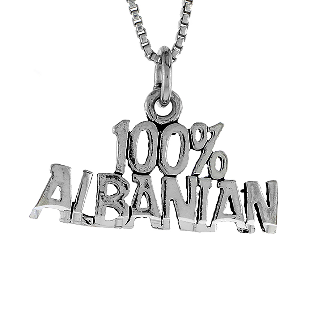 STERLING SILVER 100% ALBANIAN WORD NECKLACE ON AN 18 INCH BOX CHAIN