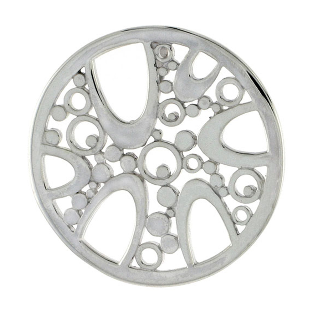STERLING SILVER ROUND BUBBLES PENDANT, 1 1/8 INCH LONG