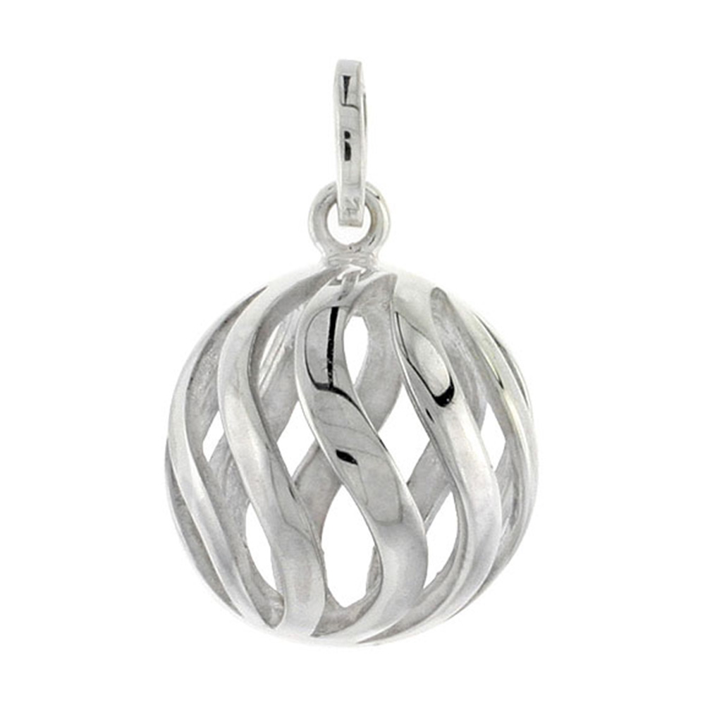 STERLING SILVER BALL PENDANT, 3/4 INCH LONG