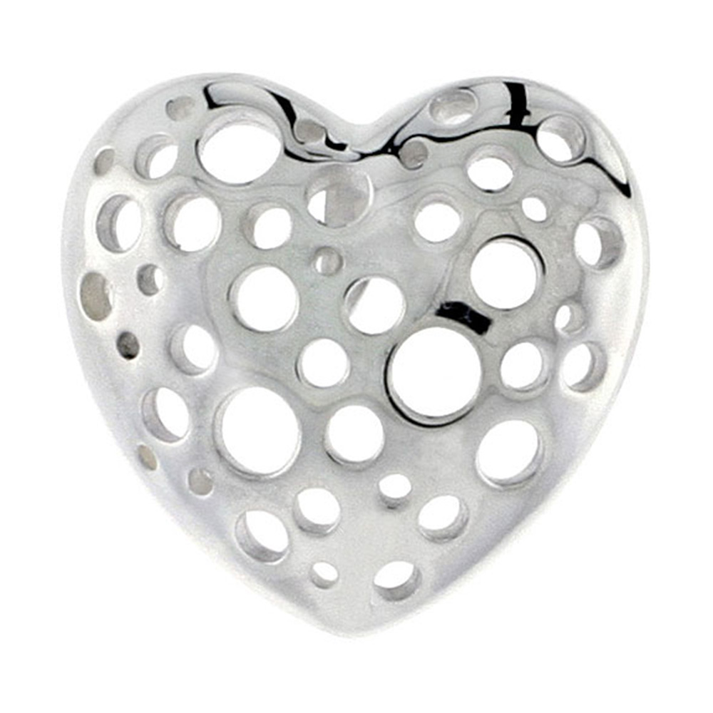 STERLING SILVER HEART PENDANT, 3/4 INCH LONG