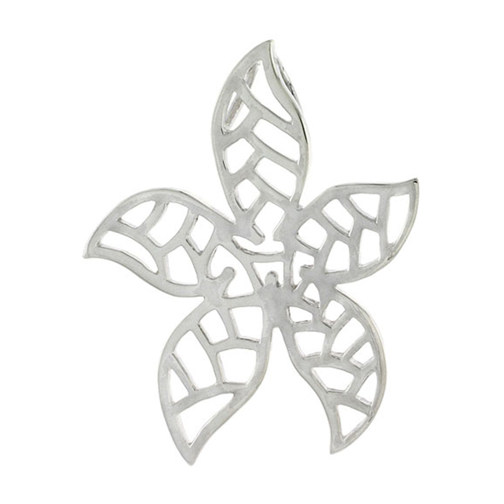 STERLING SILVER FIVE-FINGER LEAF PENDANT, 1 3/8 INCH LONG