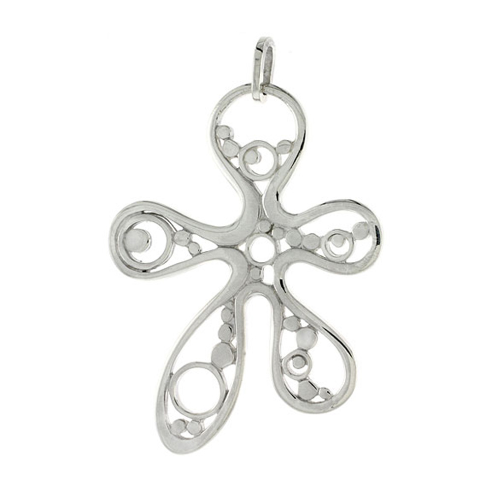 STERLING SILVER FREE-FORM BUBBLES PENDANT, 1 3/4 INCH LONG