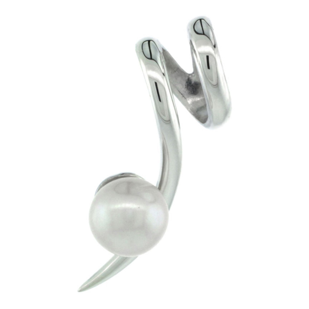 STERLING SILVER SWIRL PEARL PENDANT SLIDE 1 3/16 IN. (30 MM), HIGH POLISHED FINISH