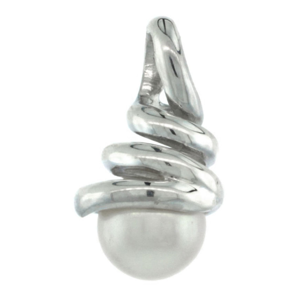 STERLING SILVER TWISTED CONE PEARL PENDANT 1/2 IN. (12 MM), HIGH POLISHED FINISH