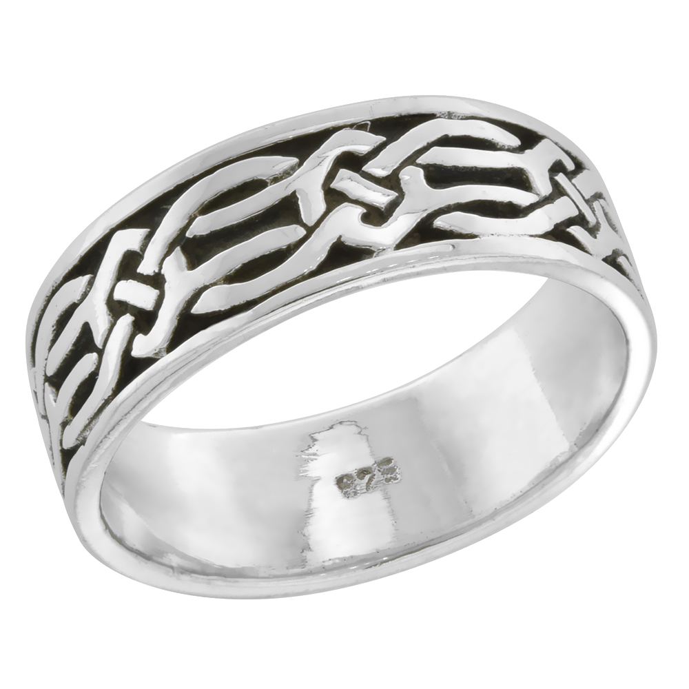 Sterling Silver Celtic Knot Ring Wedding Band Thumb Ring 5/16 inch wide, sizes 9-14