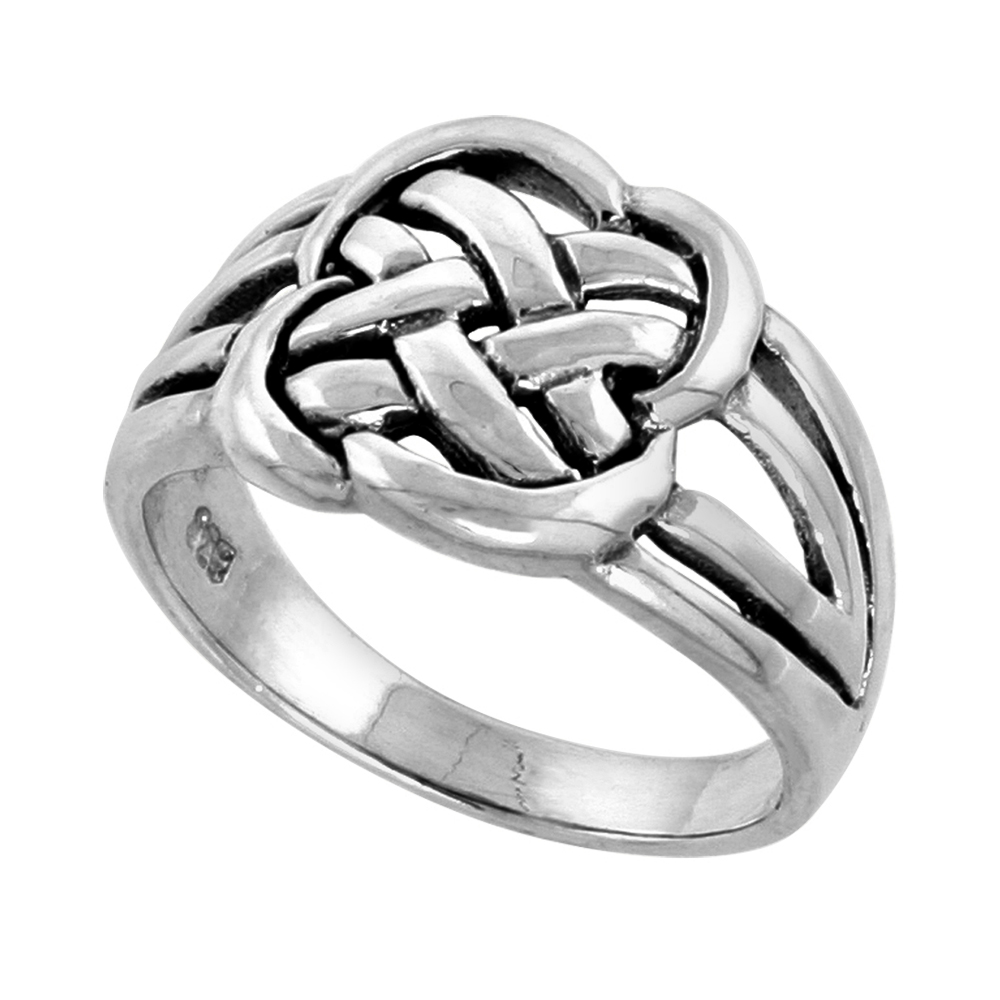 STERLING SILVER CELTIC KNOT RING 7/16 INCH WIDE SIZES 9-14
