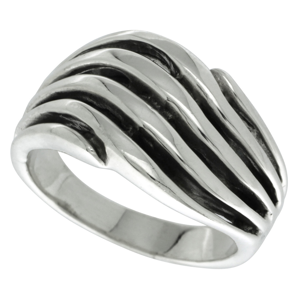 STERLING SILVER SCALLOPED DOME RING 5/8 INCH WIDE SIZES 6 - 13