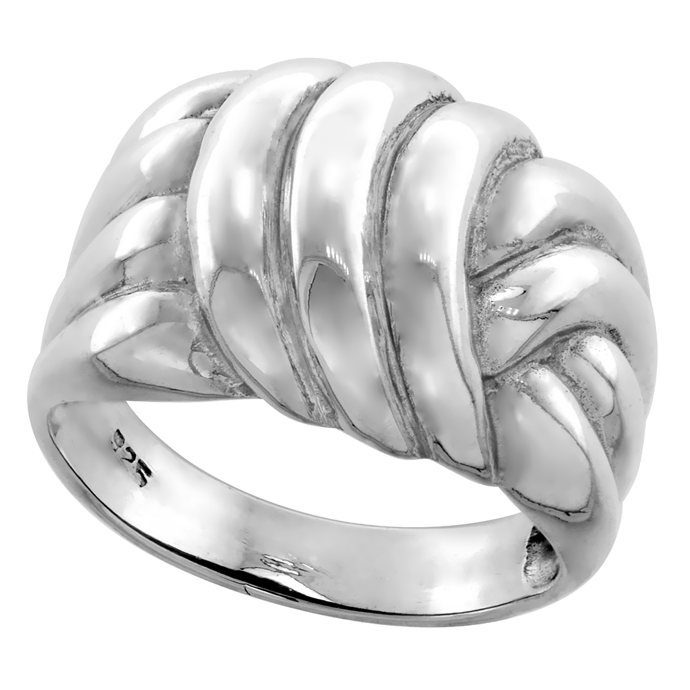 STERLING SILVER ROPE WRAPPED DOME RING 3/4 INCH WIDE SIZES 6 - 13