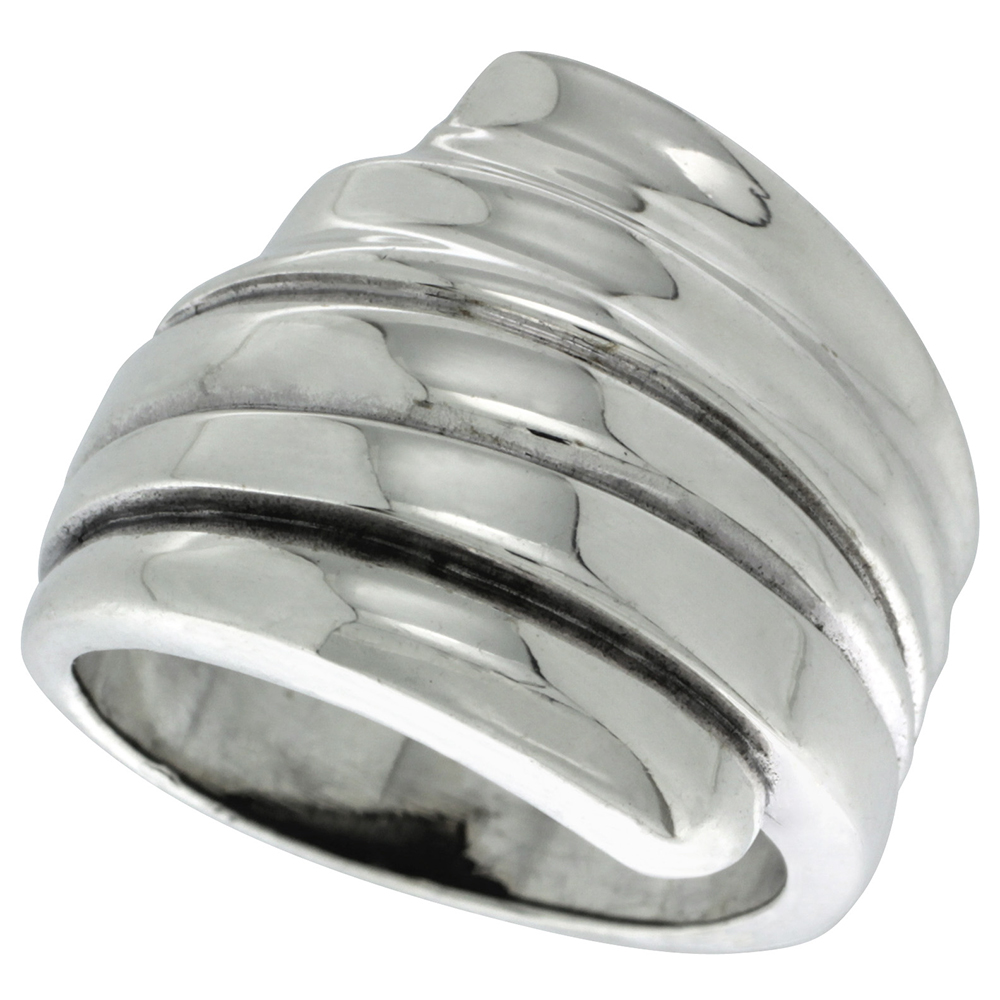 STERLING SILVER BYPASS RING 3/4 INCH SIZES 5 - 14