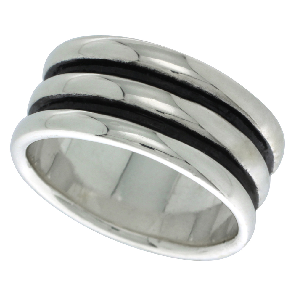 STERLING SILVER SCALLOPED DOME RING 7/16 INCH WIDE SIZES 6 - 10