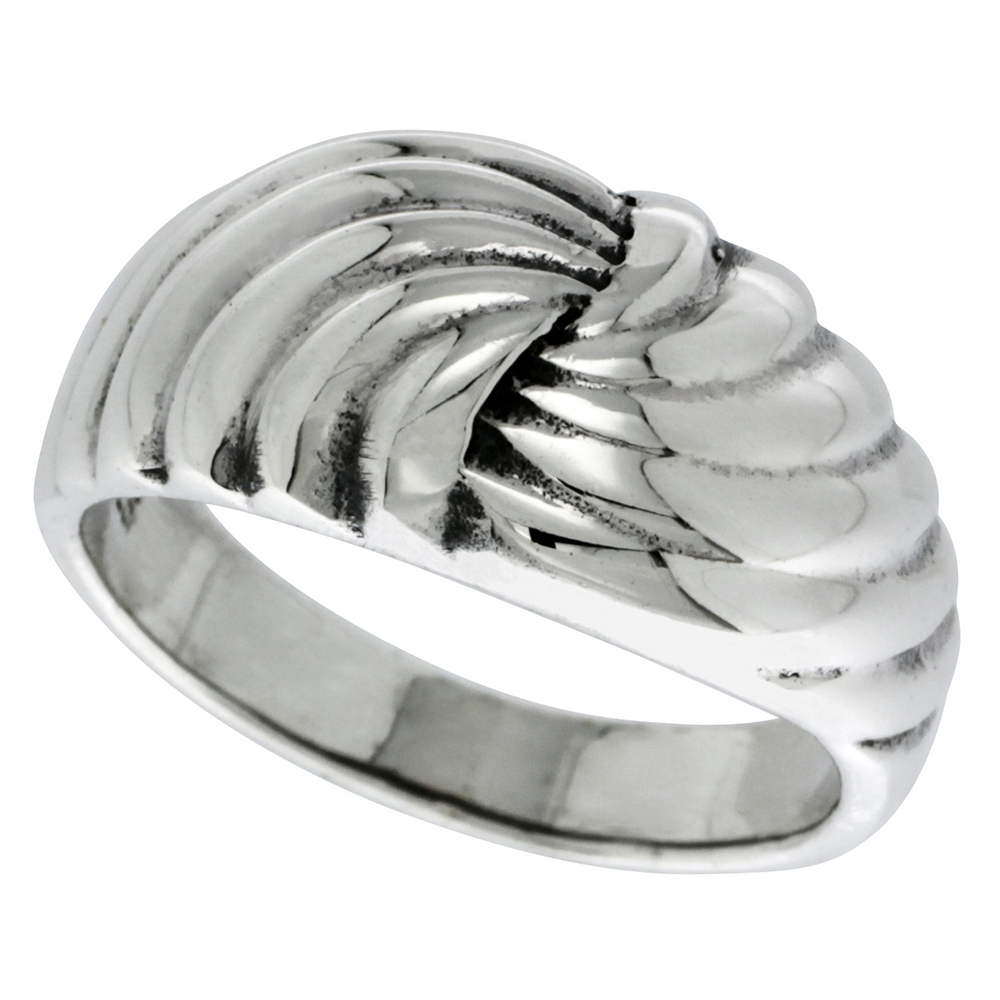 STERLING SILVER SCALLOPED DOME RING 7/16 INCH WIDE SIZES 5 - 14