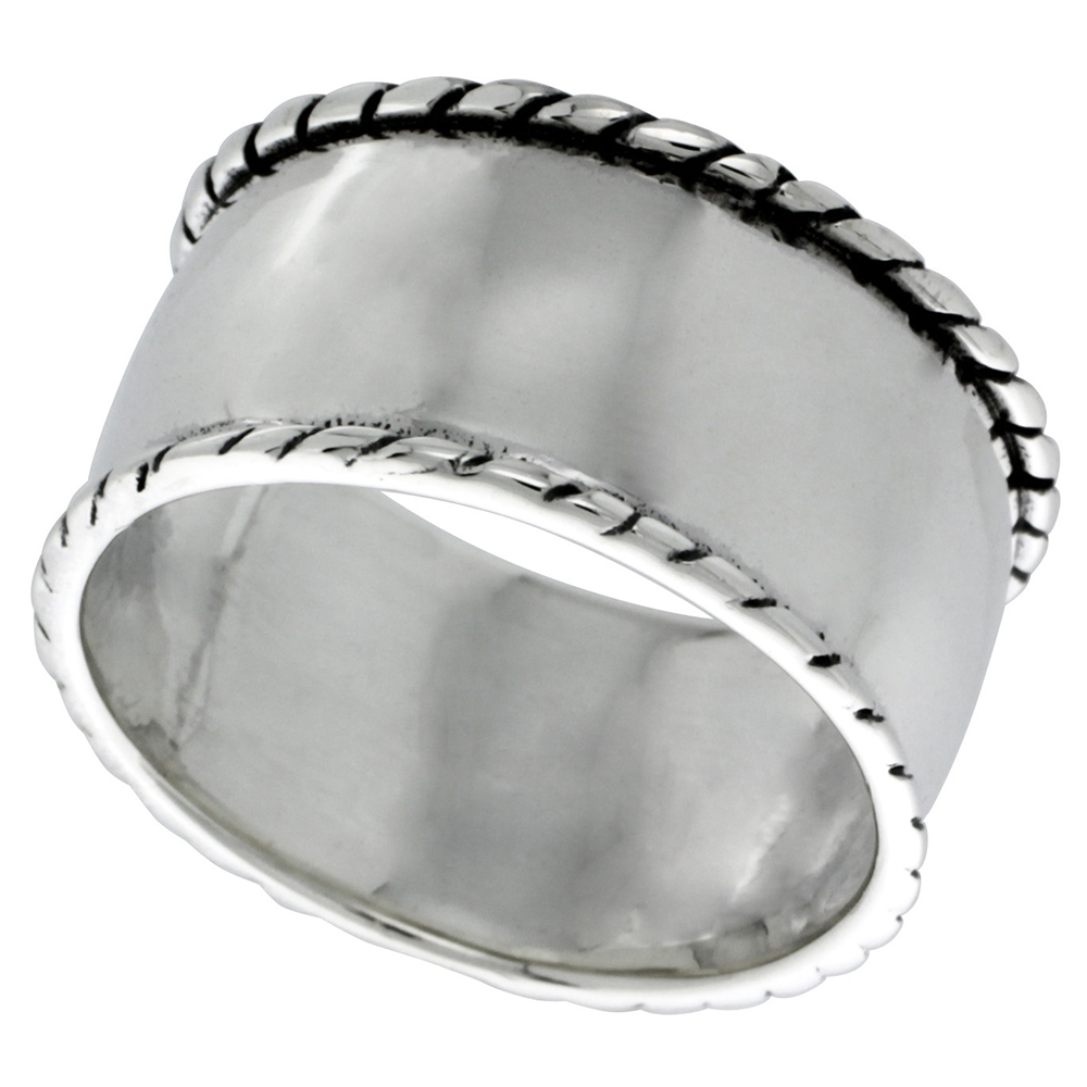 STERLING SILVER DOME RING 1/2 INCH WIDE SIZES 6 - 11