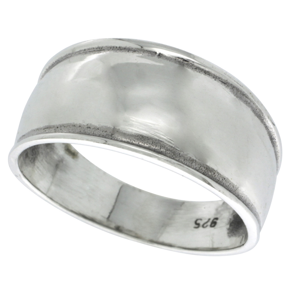 STERLING SILVER DOME RING 7/16 INCH WIDE SIZES 6 - 10