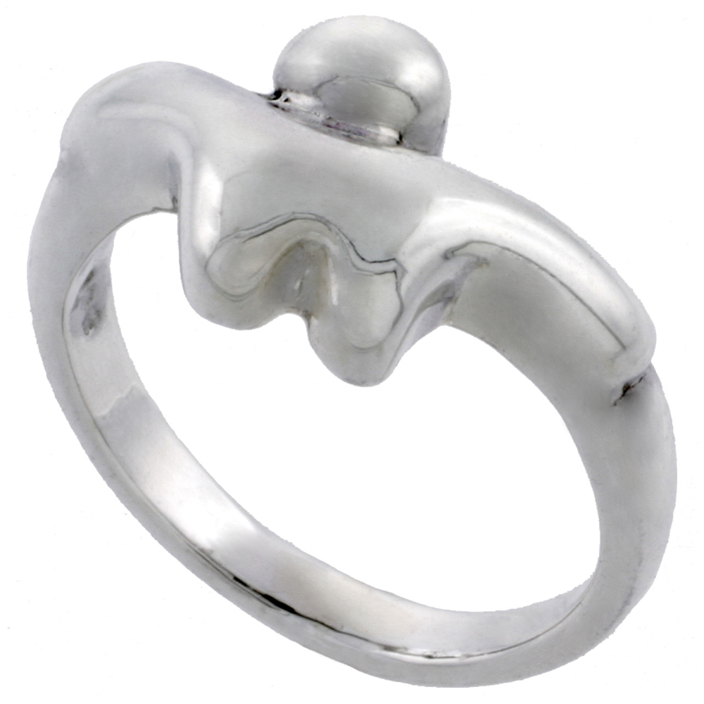 STERLING SILVER FREEFORM BEAD RING 3/8 INCH WIDE SIZES 5 - 12
