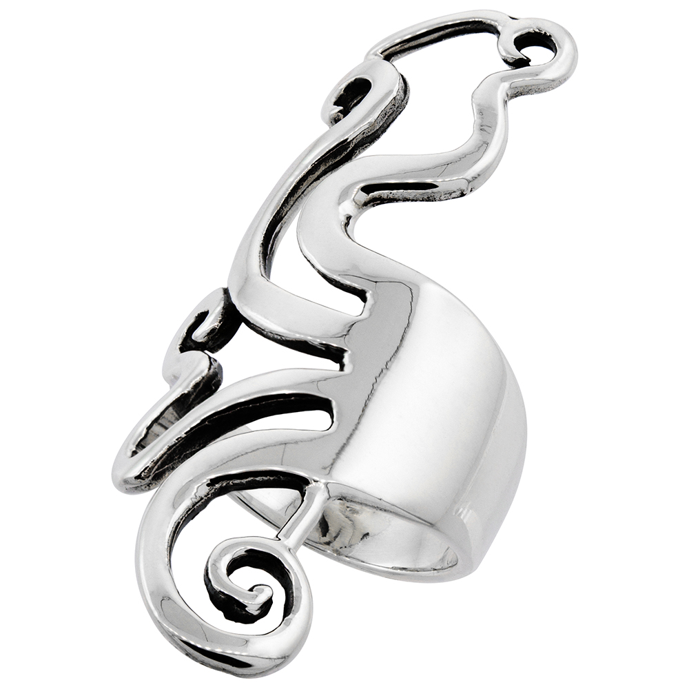 STERLING SILVER FORK RING POLISHED FINISH 1 3/4 INCH SIZES 6 - 10